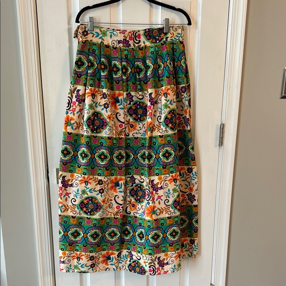 1960/70s homemade Floral Multicolor Women's maxi  Skirt. Sz M - Picture 1 of 3